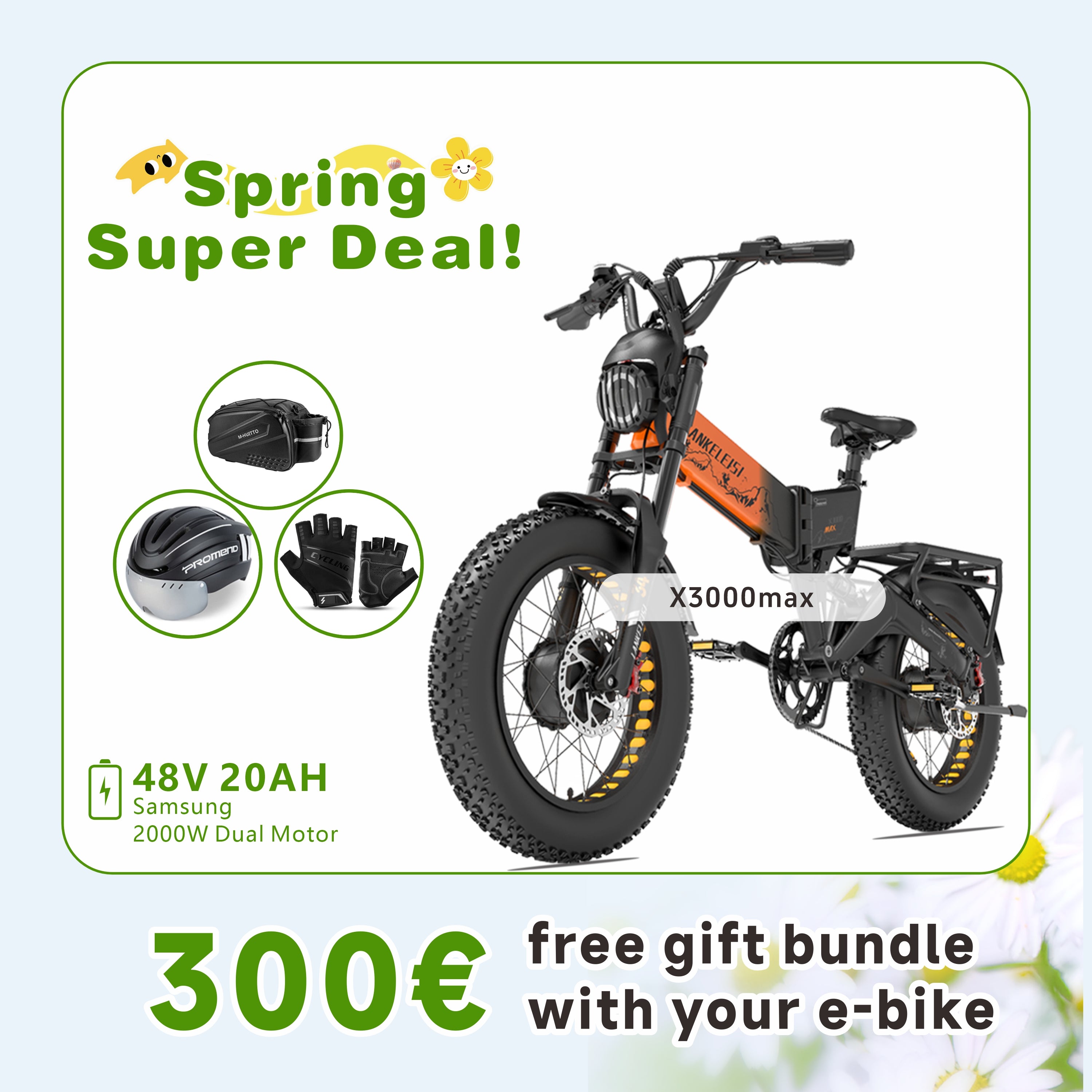 LANKELEISI X3000 MAX 2000W Dual Motor Electric Bike