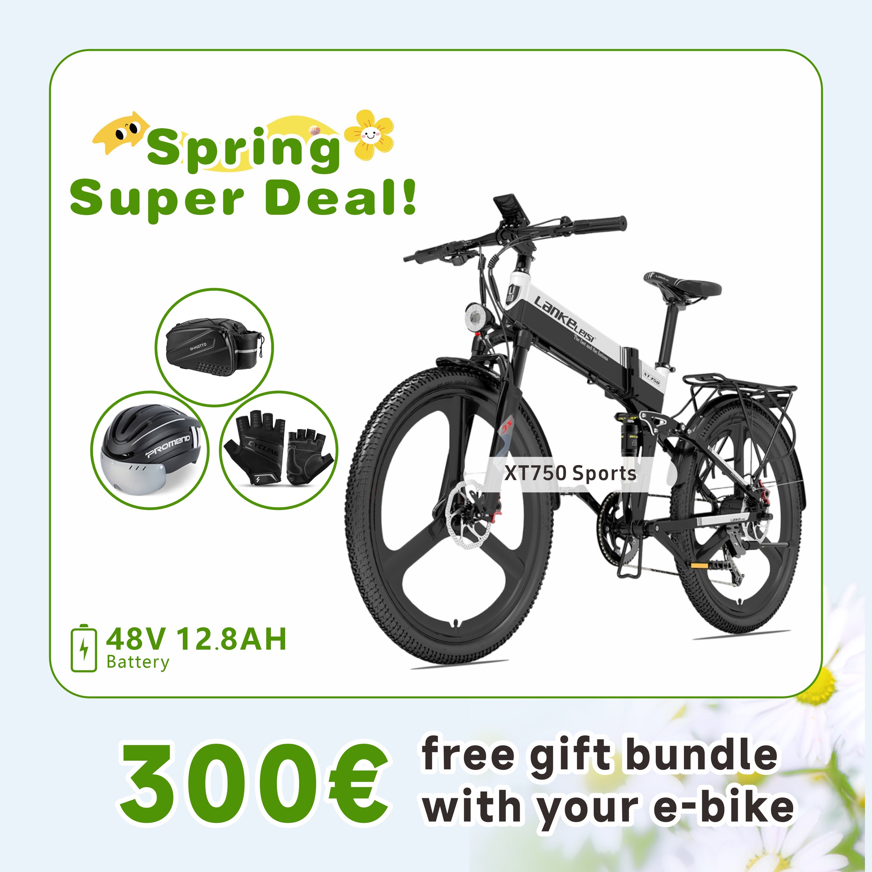LANKELEISI XT750 Sports Electric Folding Bike