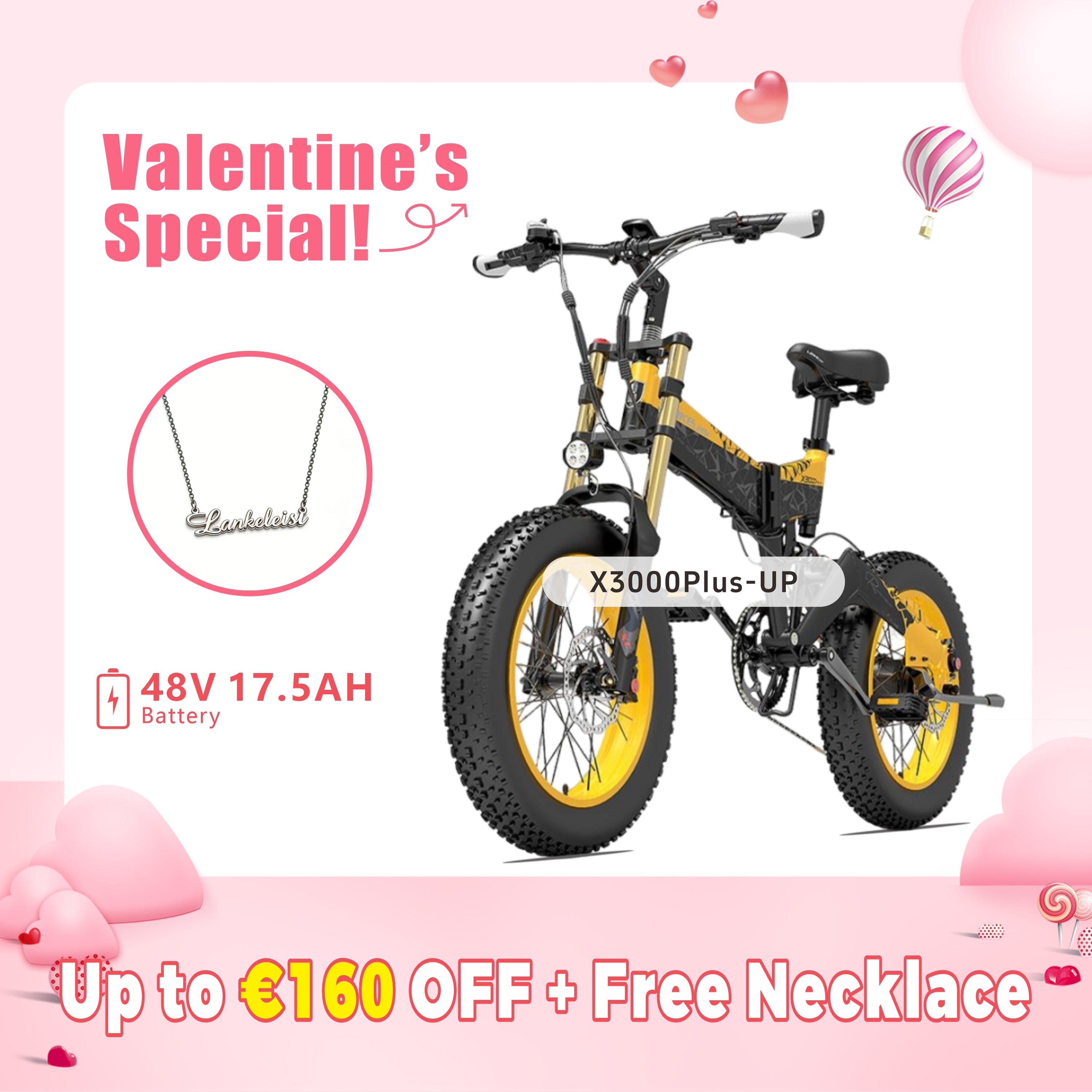 LANKELEISI X3000Plus-UP Fat Tire Snow Electric Bike