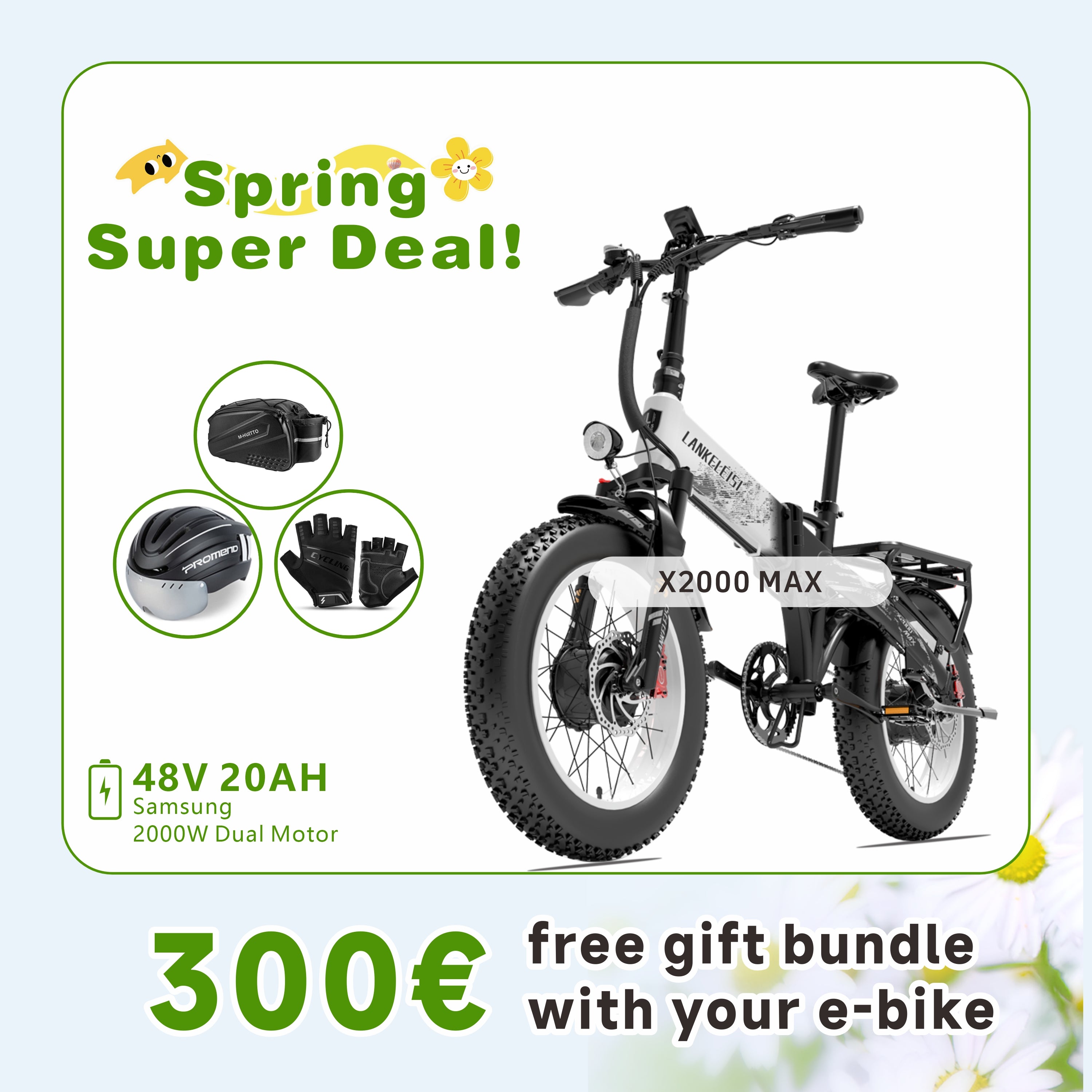 LANKELEISI X2000 MAX 2000W Dual Motor Electric Bike