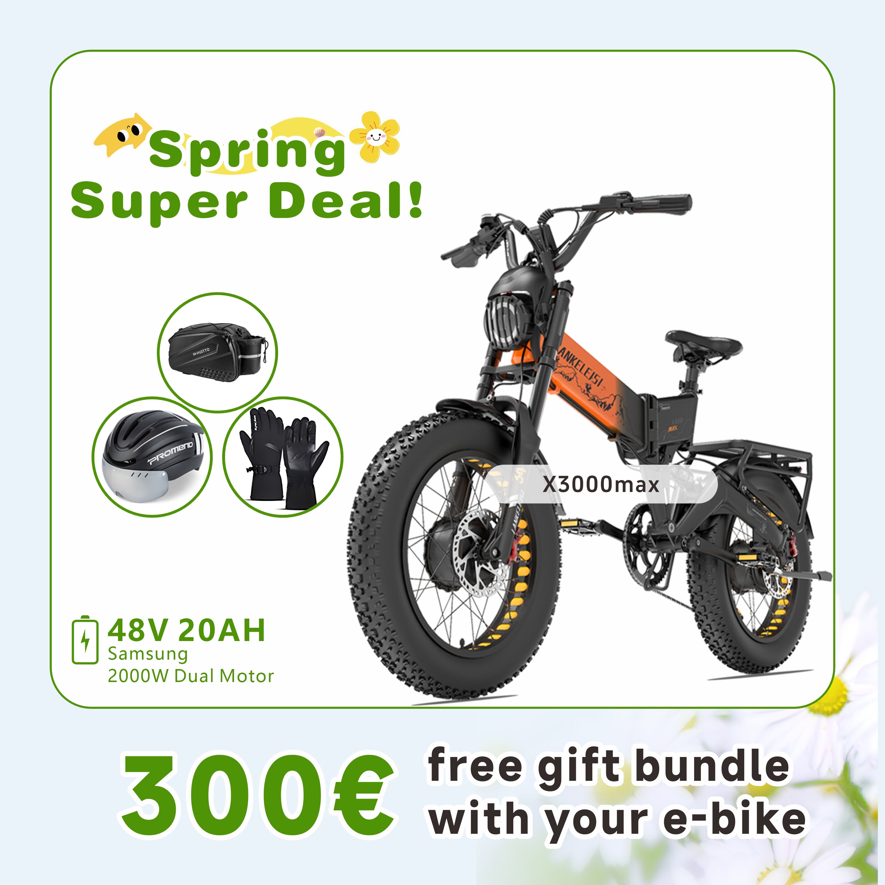 LANKELEISI X3000 MAX 2000W Dual Motor Electric Bike