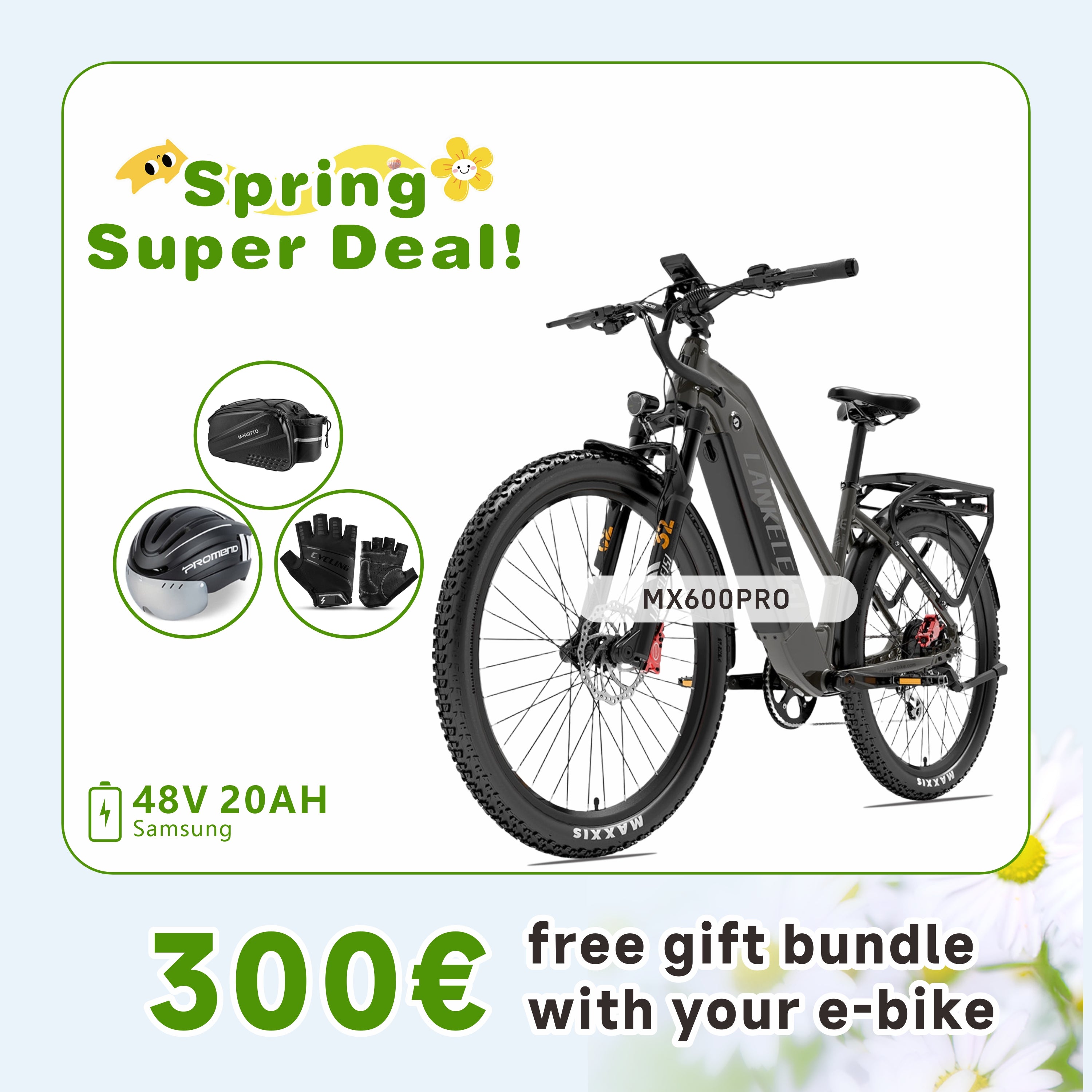 LANKELEISI MX600PRO 500W 27.5" Electric Trekking Bike 20Ah City Electric Bike