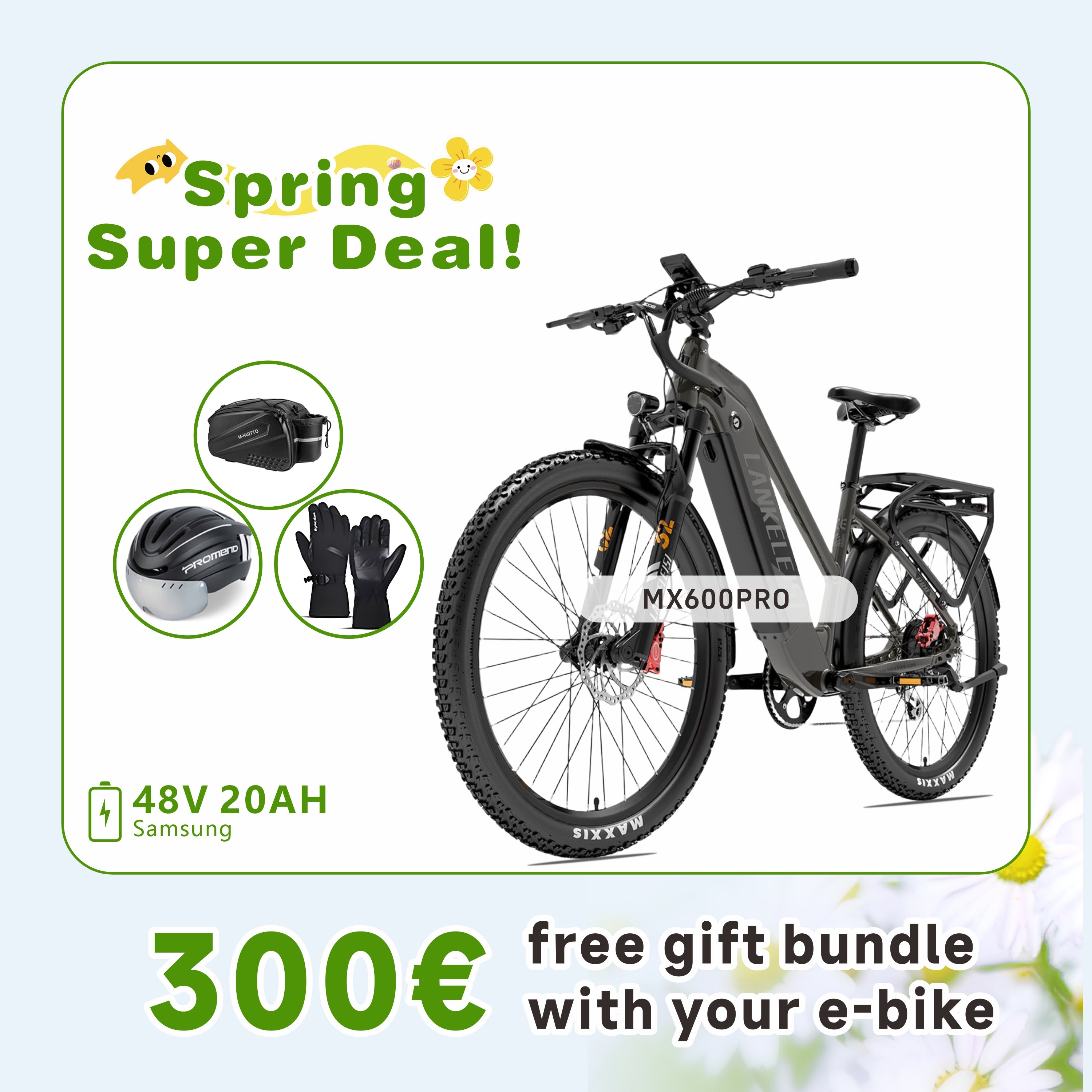 LANKELEISI MX600PRO 500W 27.5" Electric Trekking Bike 20Ah City Electric Bike