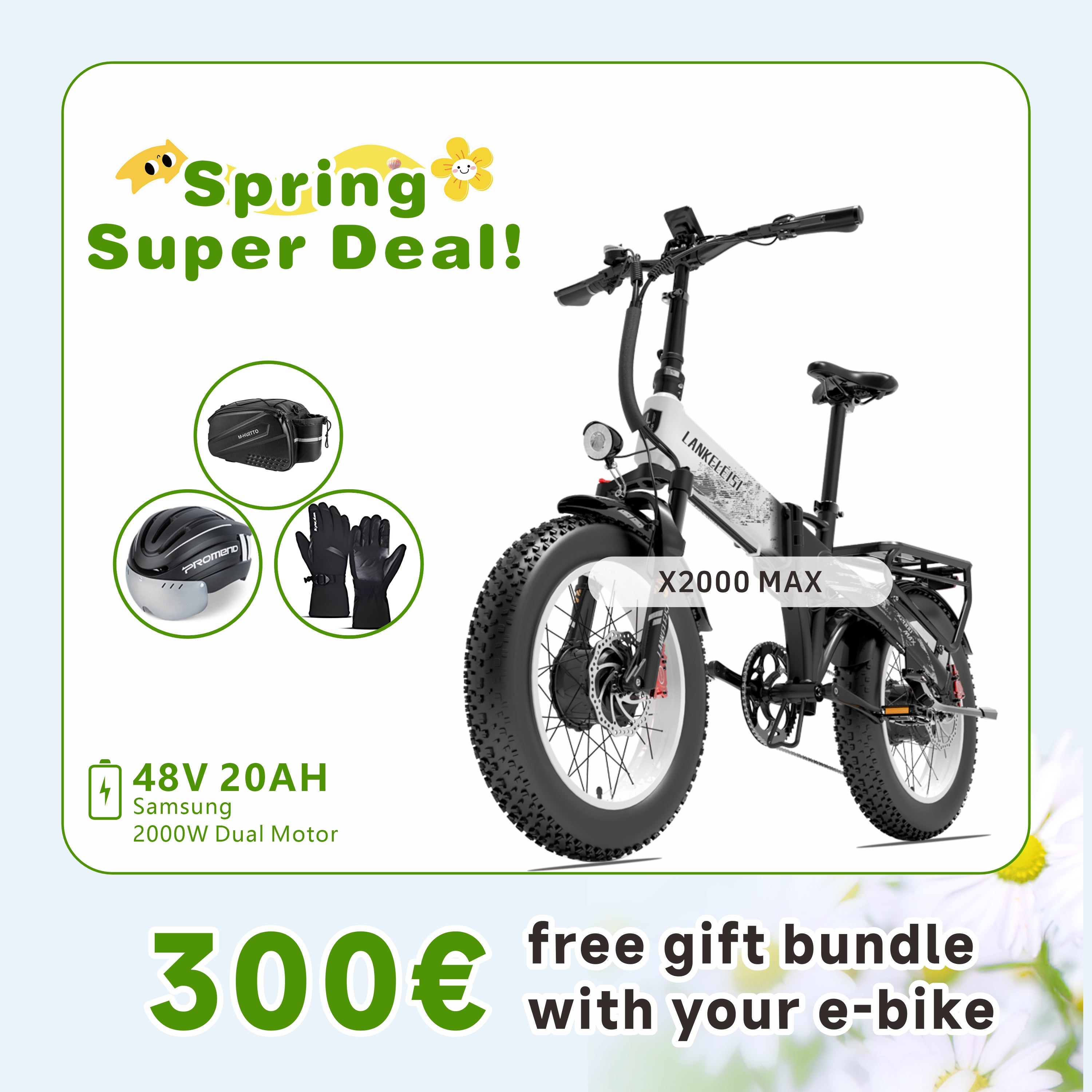 LANKELEISI X2000 MAX 2000W Dual Motor Electric Bike